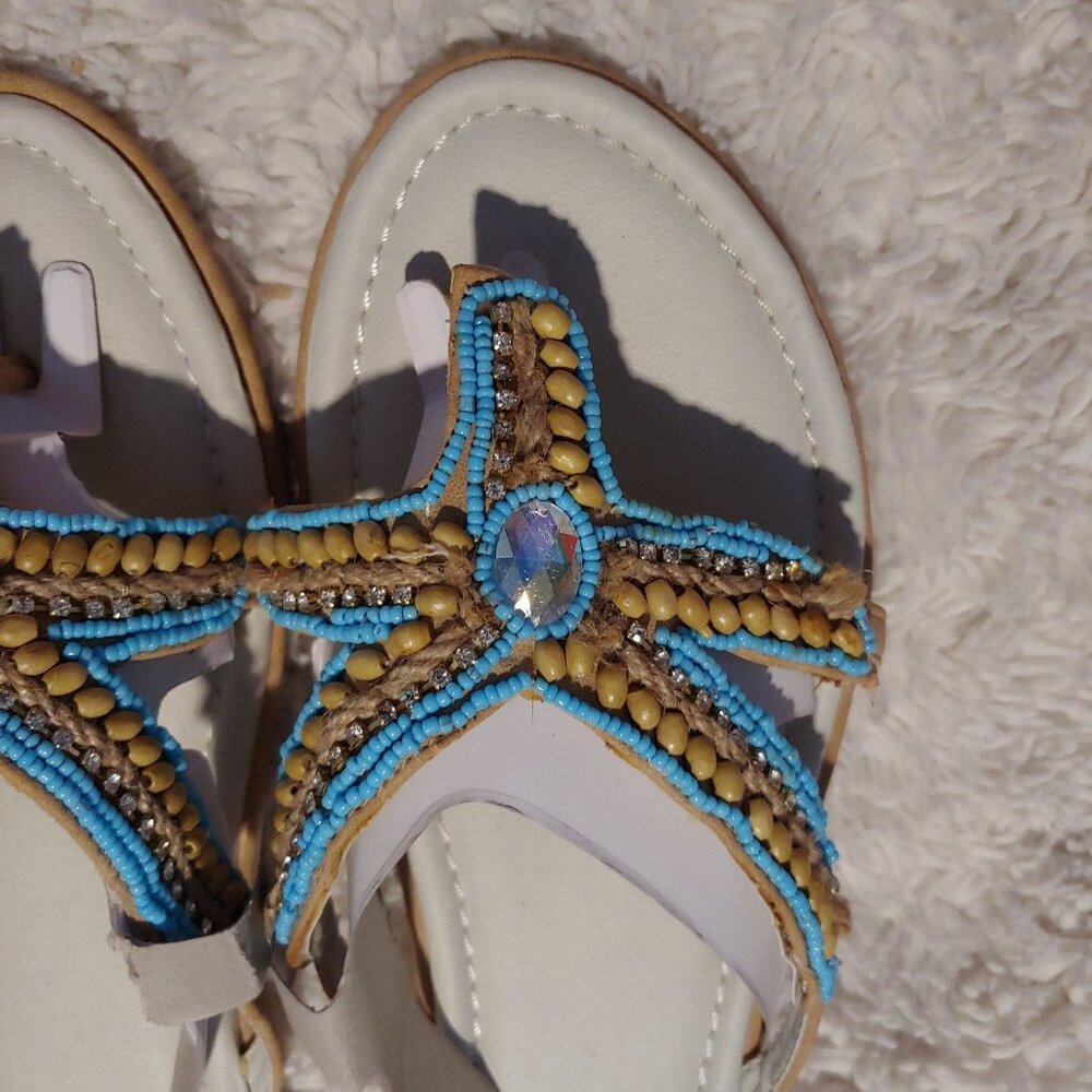 Rialto Comfort Beaded Rhinestone Starfish Thong Sandal Padded 9.5 - Picture 3 of 8